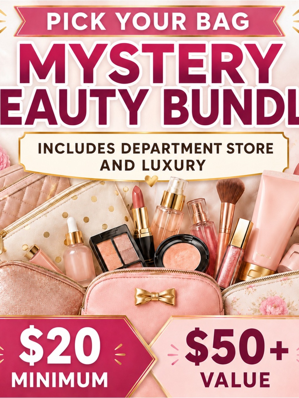 MYSTERY BEAUTY BUNDLE. Pick Your Makeup Bag Luxury & Dept Store Brands